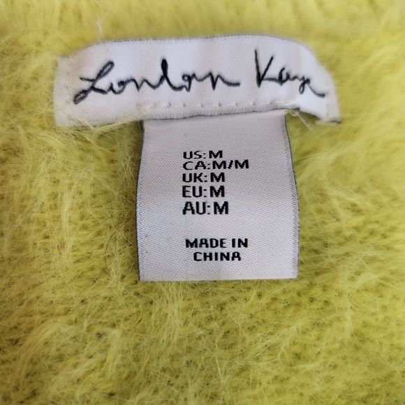 London Kaye Lime-Yellow Fuzzy Sweater - Picture 3 of 3